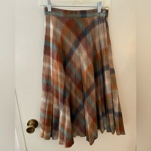 Vintage Plaid Wool Blend Skirt